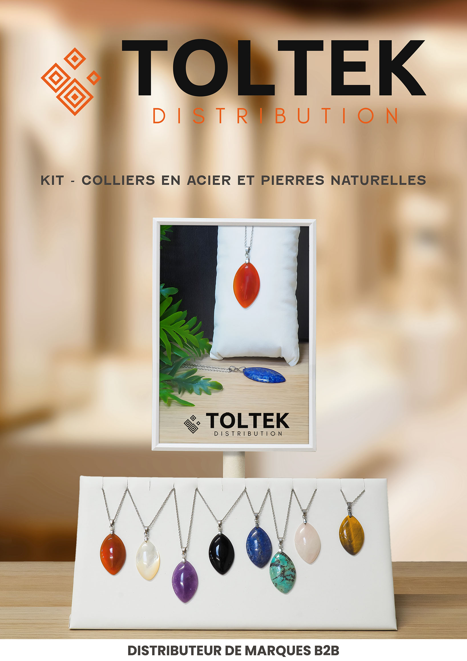 KIT - Colliers en acier et pierres naturelles Toltek